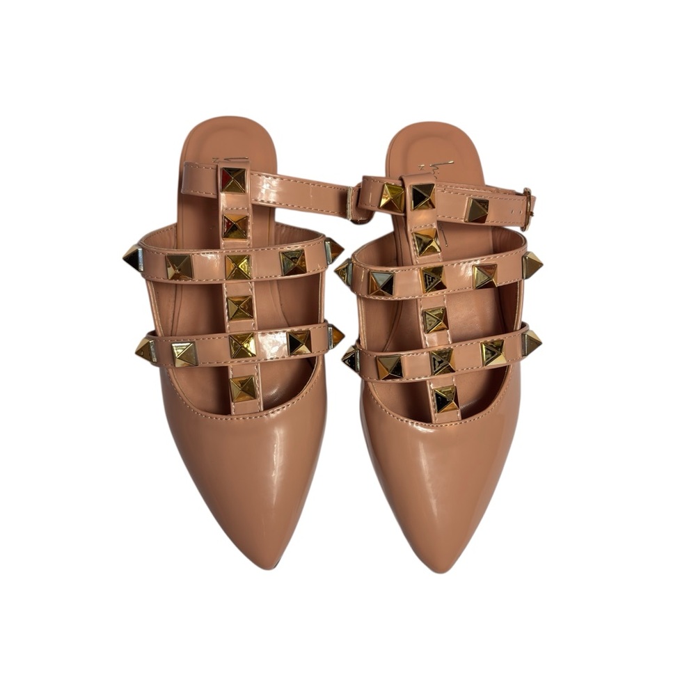 NICOLE MILLER NEW YORK NUDE STUDDED WOMEN FLATS SIZE 6.5 BRAND NEW WITH TAGS